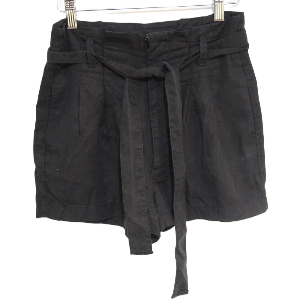 Womens Abercrombie & Fitch Black High Rise High Waisted Paperbag Shorts Size S